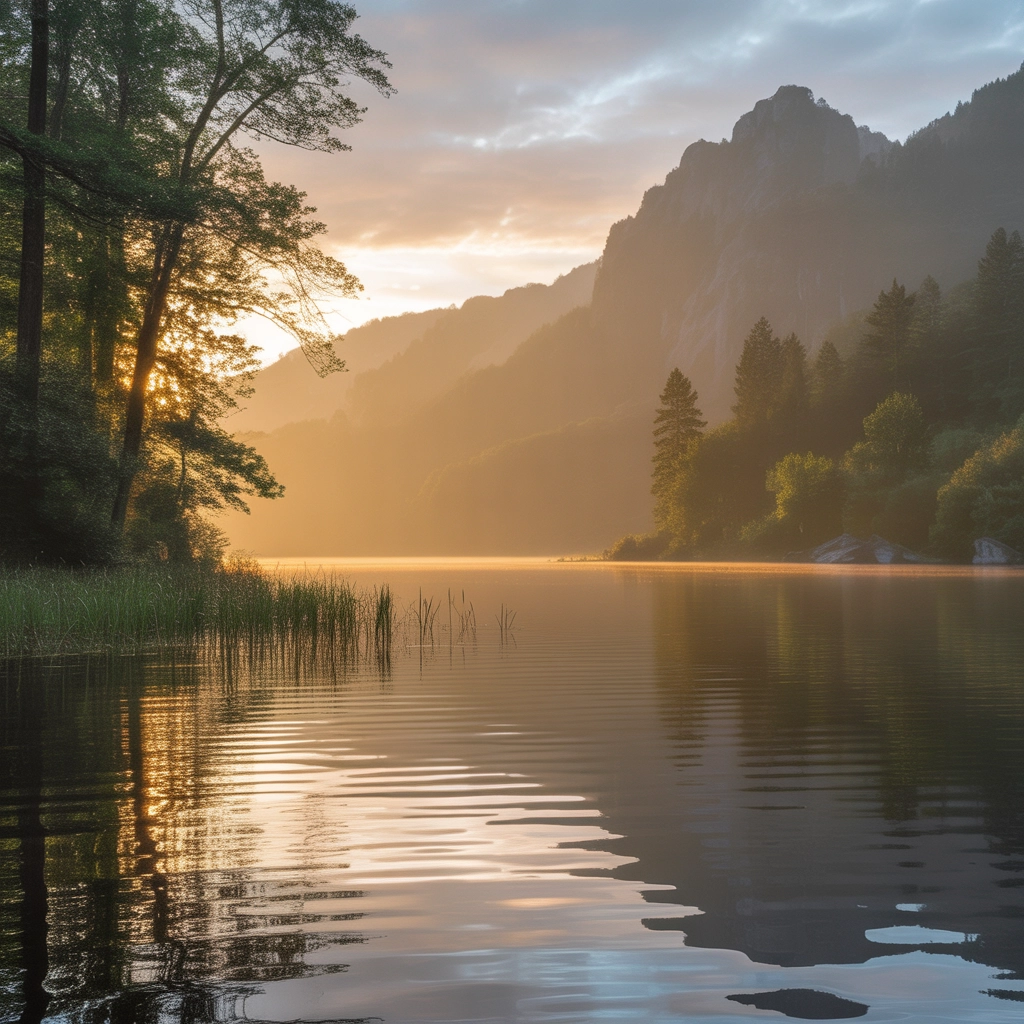 Serenità dell'Alba: Calda Arte sul Lago