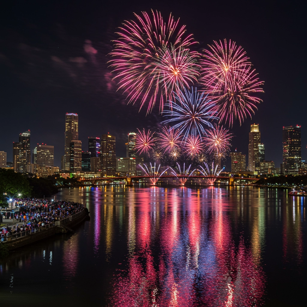 Spettacolari Fuochi d'Artificio sullo Skyline della Città