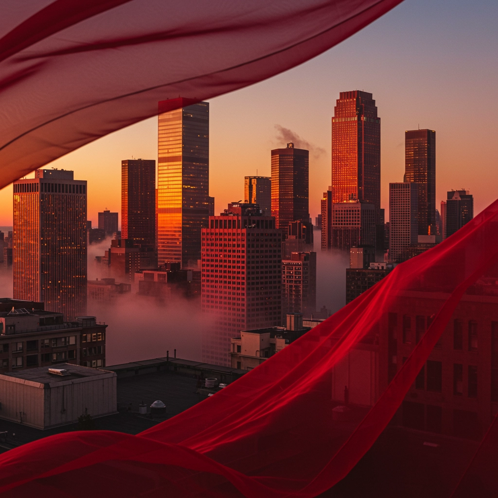 Velo Rosso al Tramonto: Un Cielo Surreale