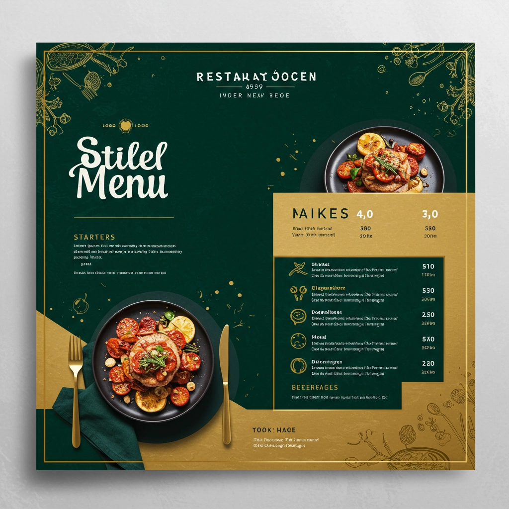 Design Moderno e Raffinato per Menu di Ristorante