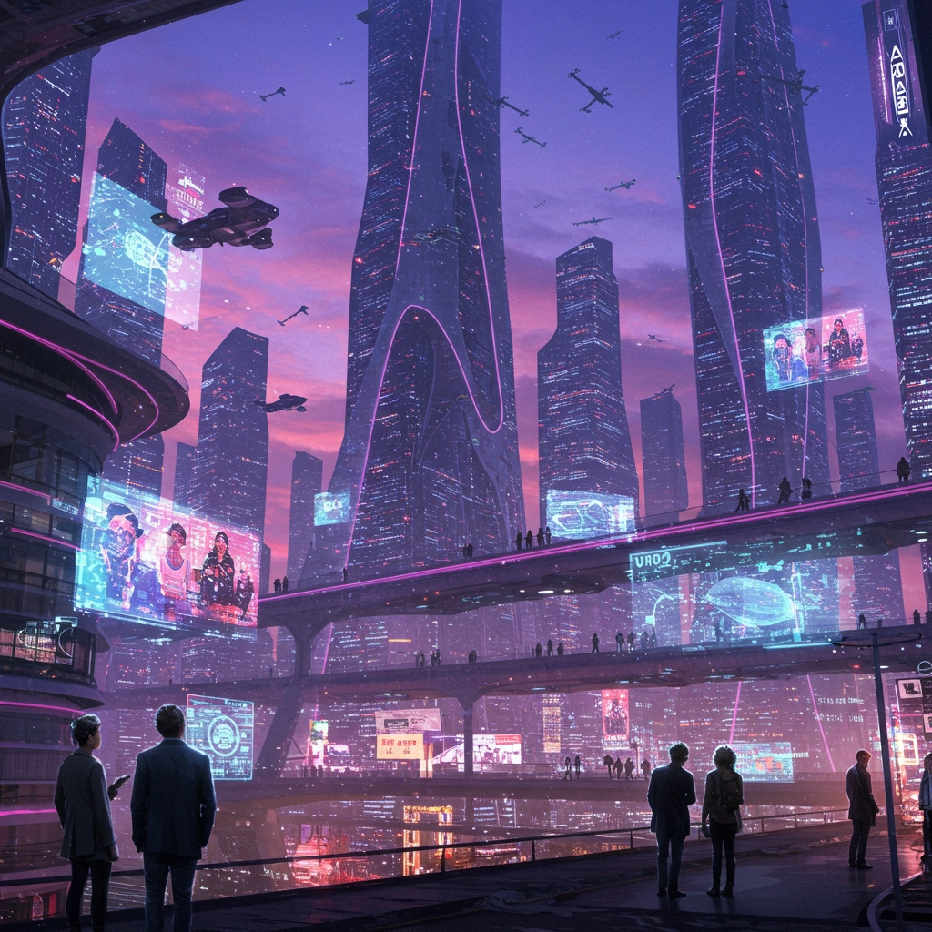 Cieli al Neon: Paesaggio Urbano Futuristico