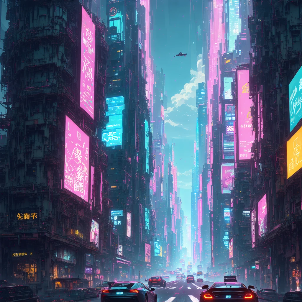 Paesaggio Urbano Futuristico in Stile Anime per Concept Art