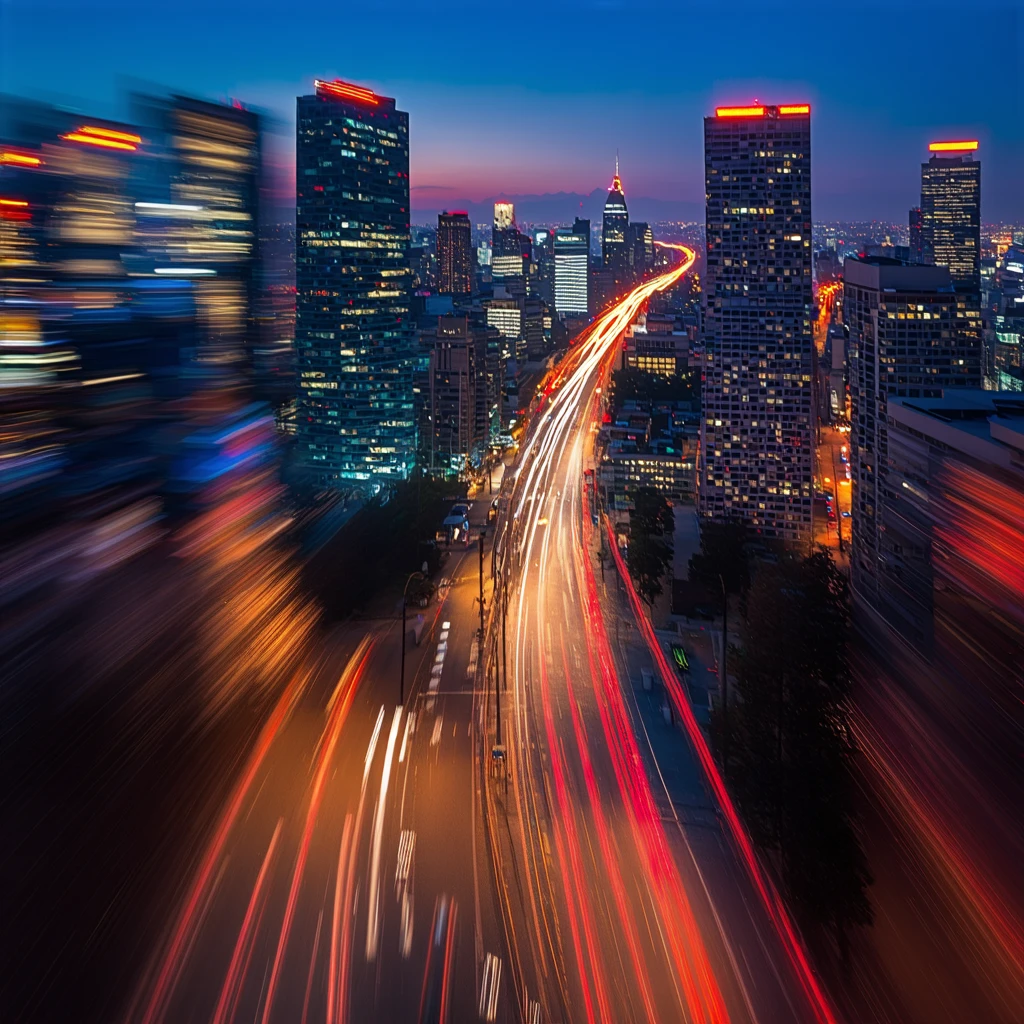 Paesaggi Urbani Notturni con Luci in Movimento