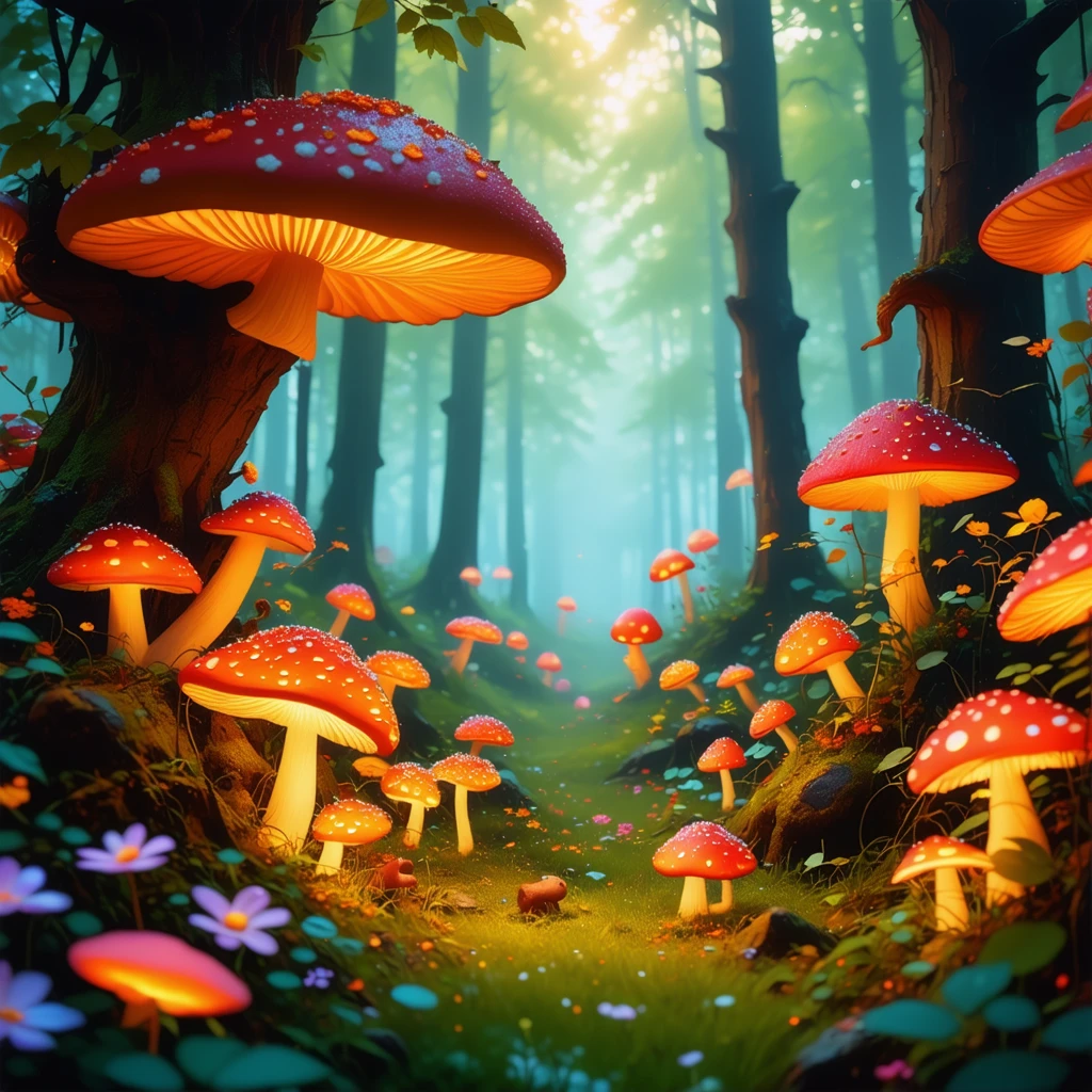 Apburtā meža ar mistiskām radībām anime mākslā
