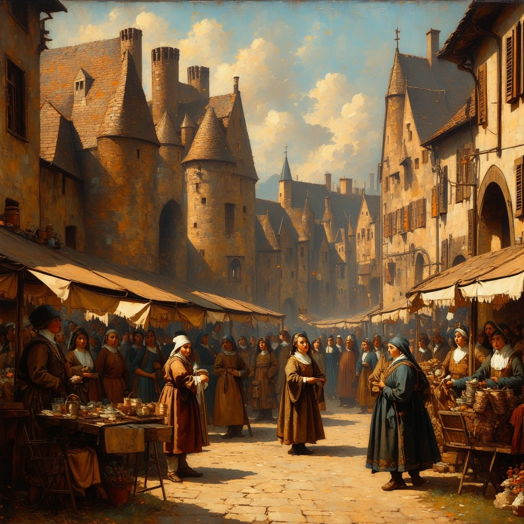Scena di Mercato Medievale