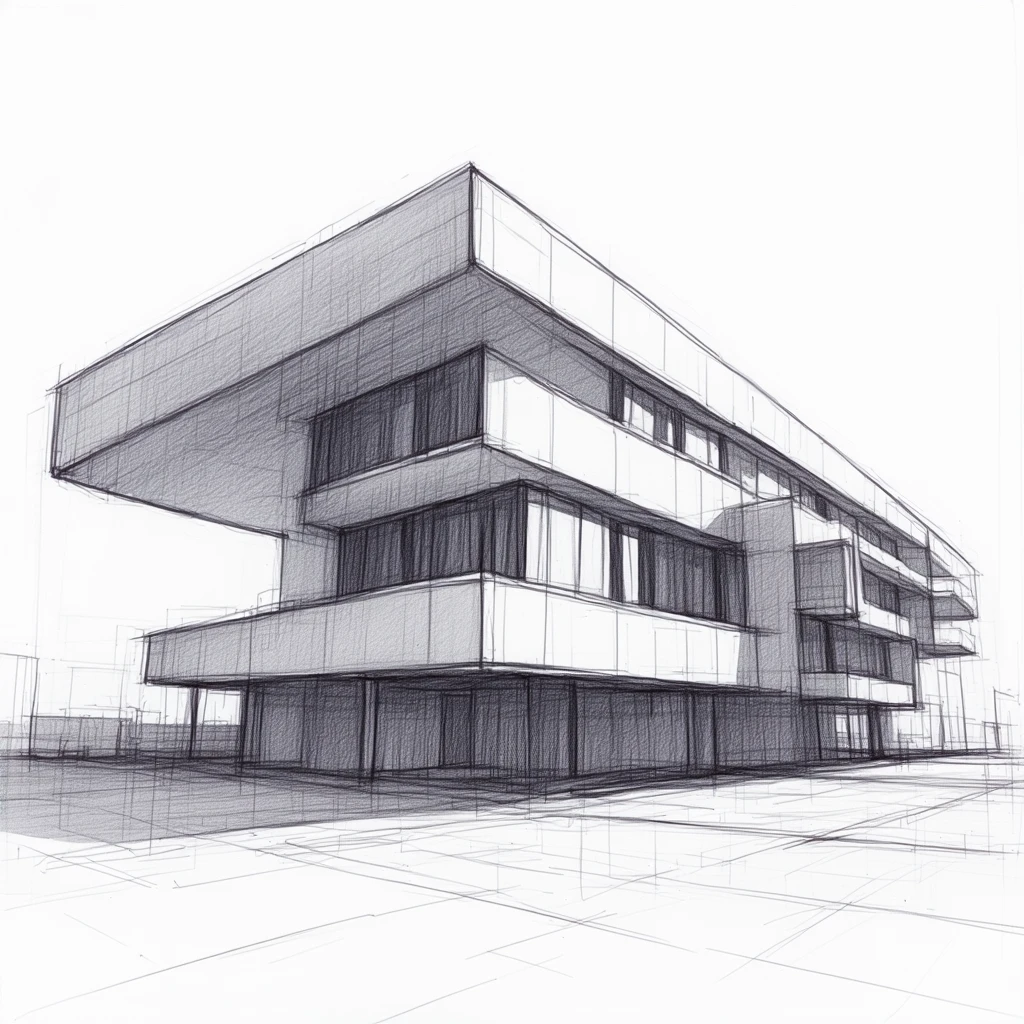 AI-generated architetrual visualization pencil skethch