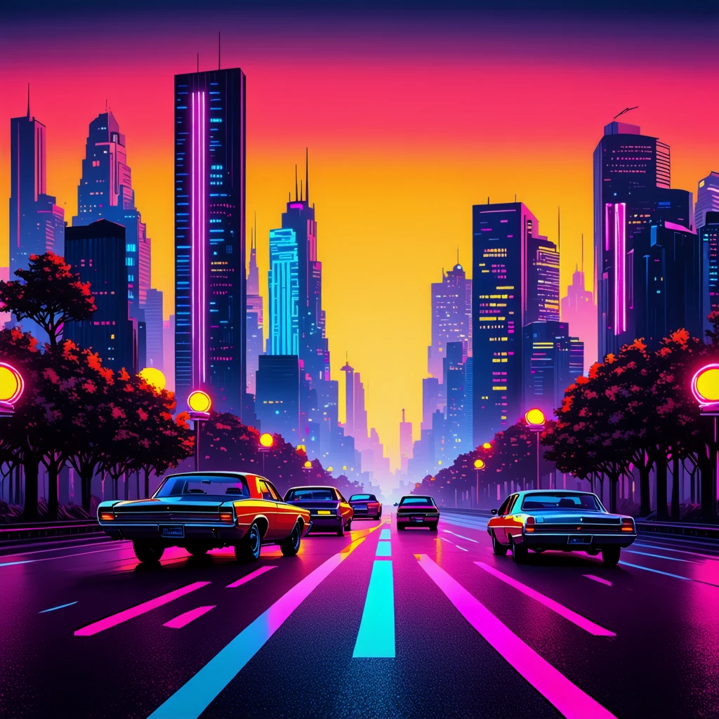 Copertina di Album Musicale (Stile Synthwave)