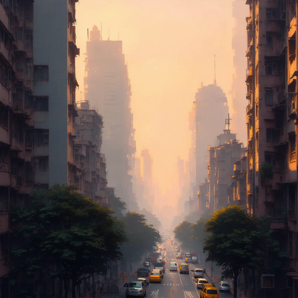 Scene urbane al tramonto