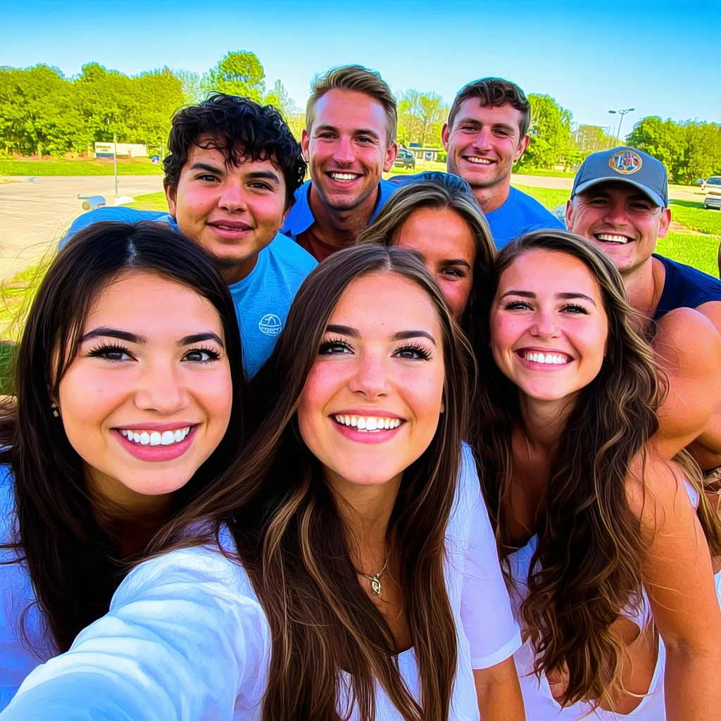 Selfie di Gruppo in un Parco
