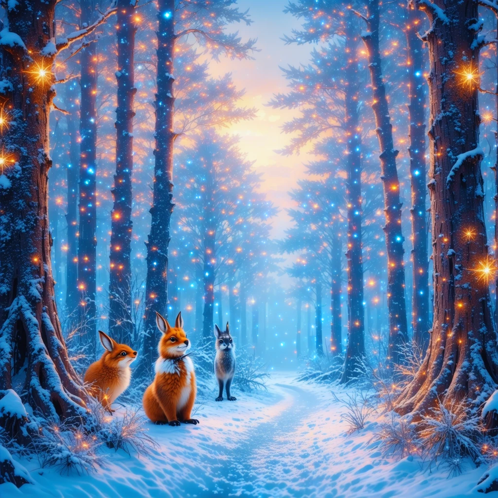 Illustrazioni da fiaba o fantasy ambientate in mondi invernali