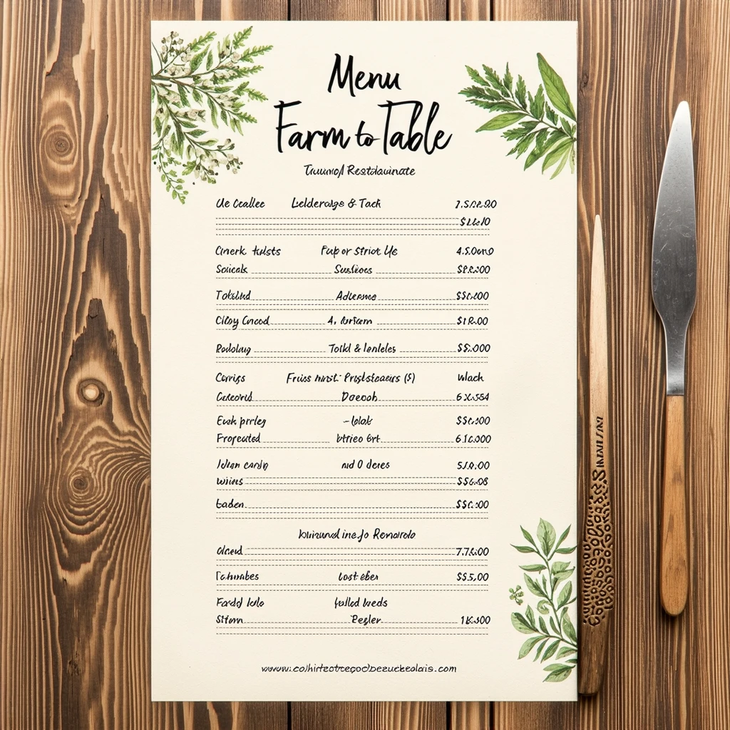 Rustic Farm-to-Table Restaurant Menu